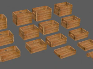 definir caixas de madeira de diferentes alturas e paletes Modelo 3D