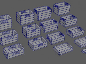 set wooden boxes of different heights and pallets 3D मॉडल