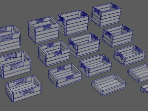 definir caixas de madeira de diferentes alturas e paletes Modelo 3D