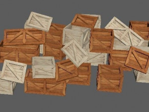 set of wooden boxes Model 3D