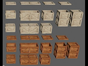 set of wooden boxes Modelo 3D