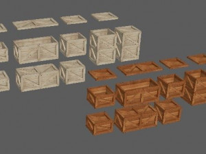 set of wooden boxes Modelo 3D
