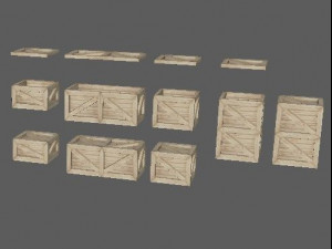 set of wooden boxes Modelo 3D