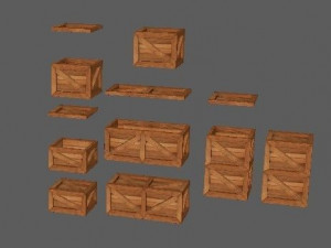 set of wooden boxes Modelo 3D