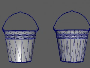 balde de metal lowpoly Modelo 3D