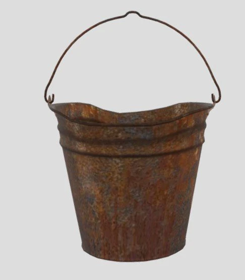 rusty metal lowpoly bucket 3D Model .c4d .max .obj .3ds .fbx .stl .blend 