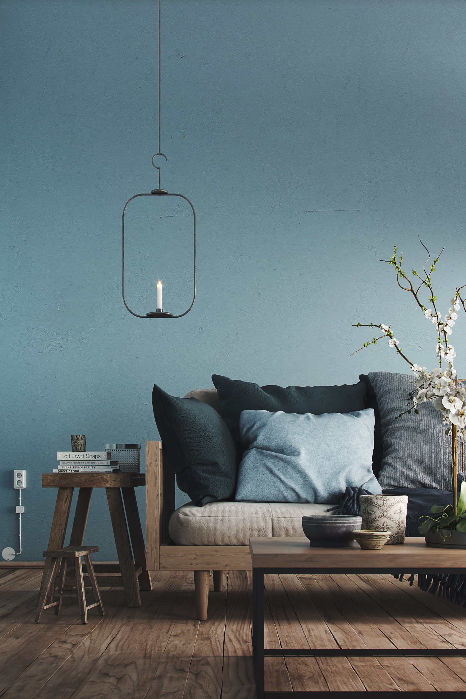 Realistic Scandinavian Interior Living Room Set Corona Render 3d