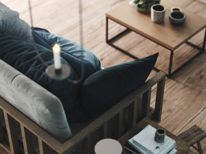 realistic scandinavian interior living room set corona render Modelo 3D