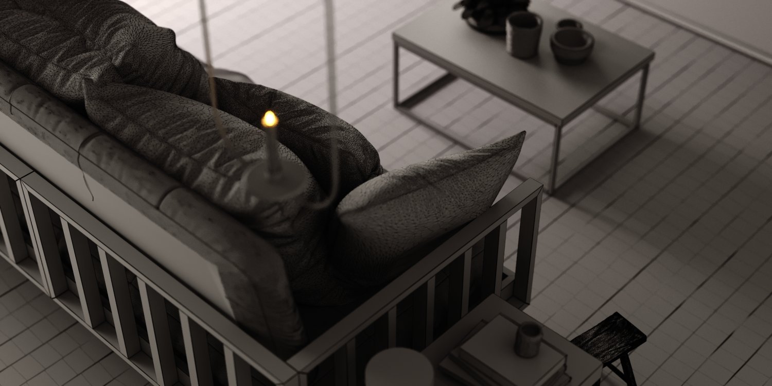 Realistic Scandinavian Interior Living Room Set Corona Render 3d