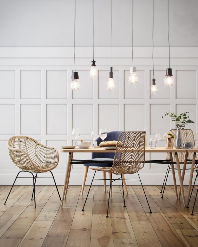 scandinavian style interior dining table scene- corona-vray 3D Model .c4d .max .obj .3ds .fbx .stl .blend 