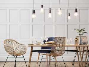 scandinavian style interior dining table scene- corona-vray 3D Model