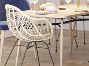 scandinavian style interior dining table scene- corona-vray 3D Model