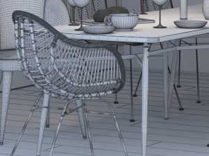 scandinavian style interior dining table scene- corona-vray 3D Model