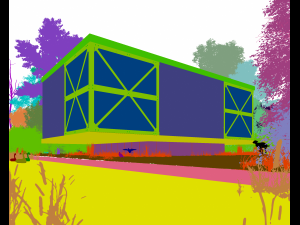 realistic exterior lake house in the woods Model 3D