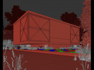 realistic exterior lake house in the woods Model 3D
