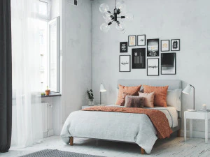 corona interna della camera da letto in stile scandinavo realistico - v-ray Modello 3D