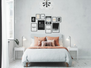 realistic scandinavian style interior bedroom corona - v-ray 3D 模型