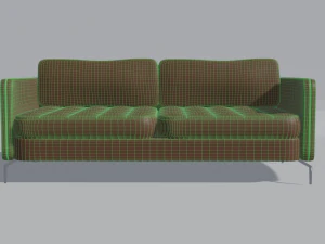 Sofa marrom 3 lugares 3D Model