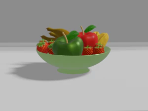 Fruteira com frutas Modelo 3D