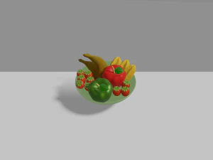 Fruteira com frutas 3D Model