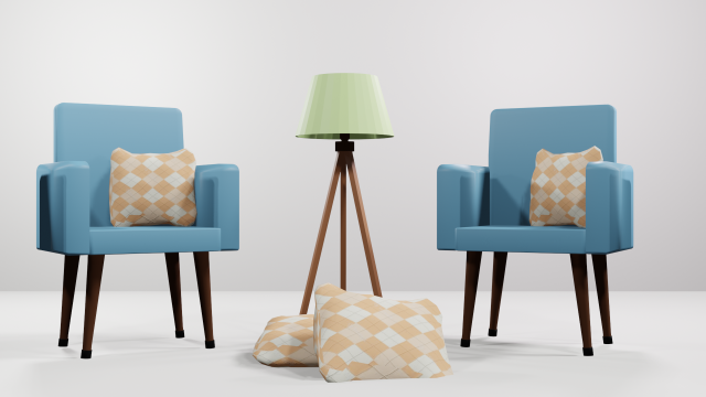 Poltrona abajur e almofada Modèle 3D .c4d .max .obj .3ds .fbx .stl .blend