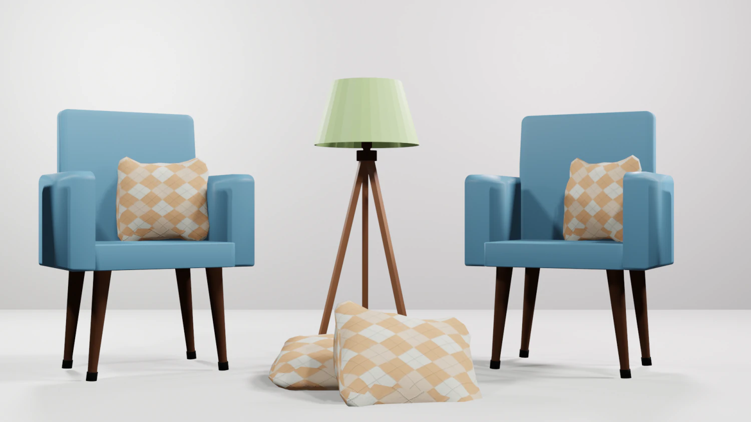 Poltrona abajur e almofada 3D Model .c4d .max .obj .3ds .fbx .stl .blend