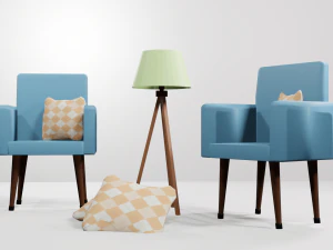 Poltrona abajur e almofada 3D Model