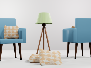 Poltrona abajur e almofada Modèle 3D