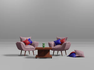 Poltrona rosa Modelo 3D