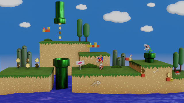Cenario Super Mario Model 3D .c4d .max .obj .3ds .fbx .stl .blend 