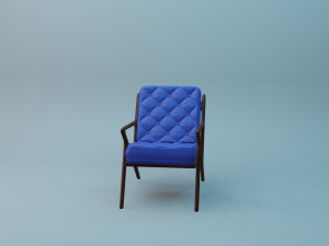 Cadeira Almofadada Azul 3D Model
