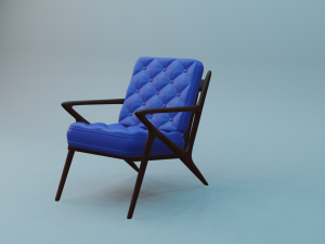 Cadeira Almofadada Azul 3D Model