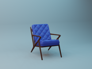 Cadeira Almofadada Azul 3D Model