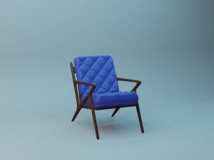 Cadeira Almofadada Azul 3D Model