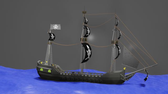 Navio Pirata 3D 模型 .c4d .max .obj .3ds .fbx .stl .blend 