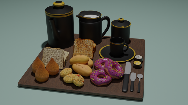 Cafe da manha 3D Model .c4d .max .obj .3ds .fbx .stl .blend 