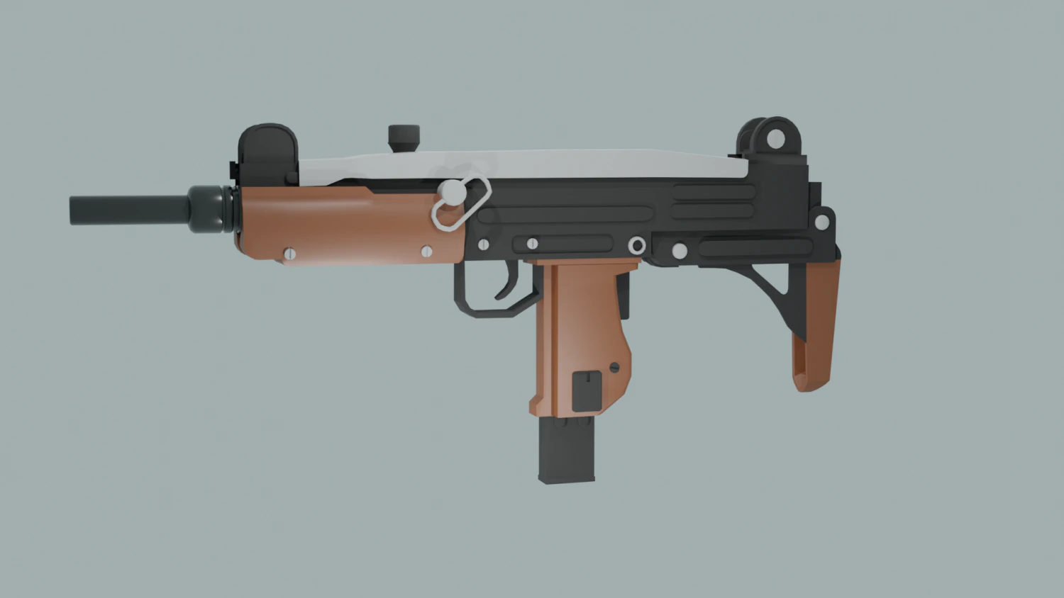 Metralhadora Uzi 3D Model .c4d .max .obj .3ds .fbx .stl .blend 