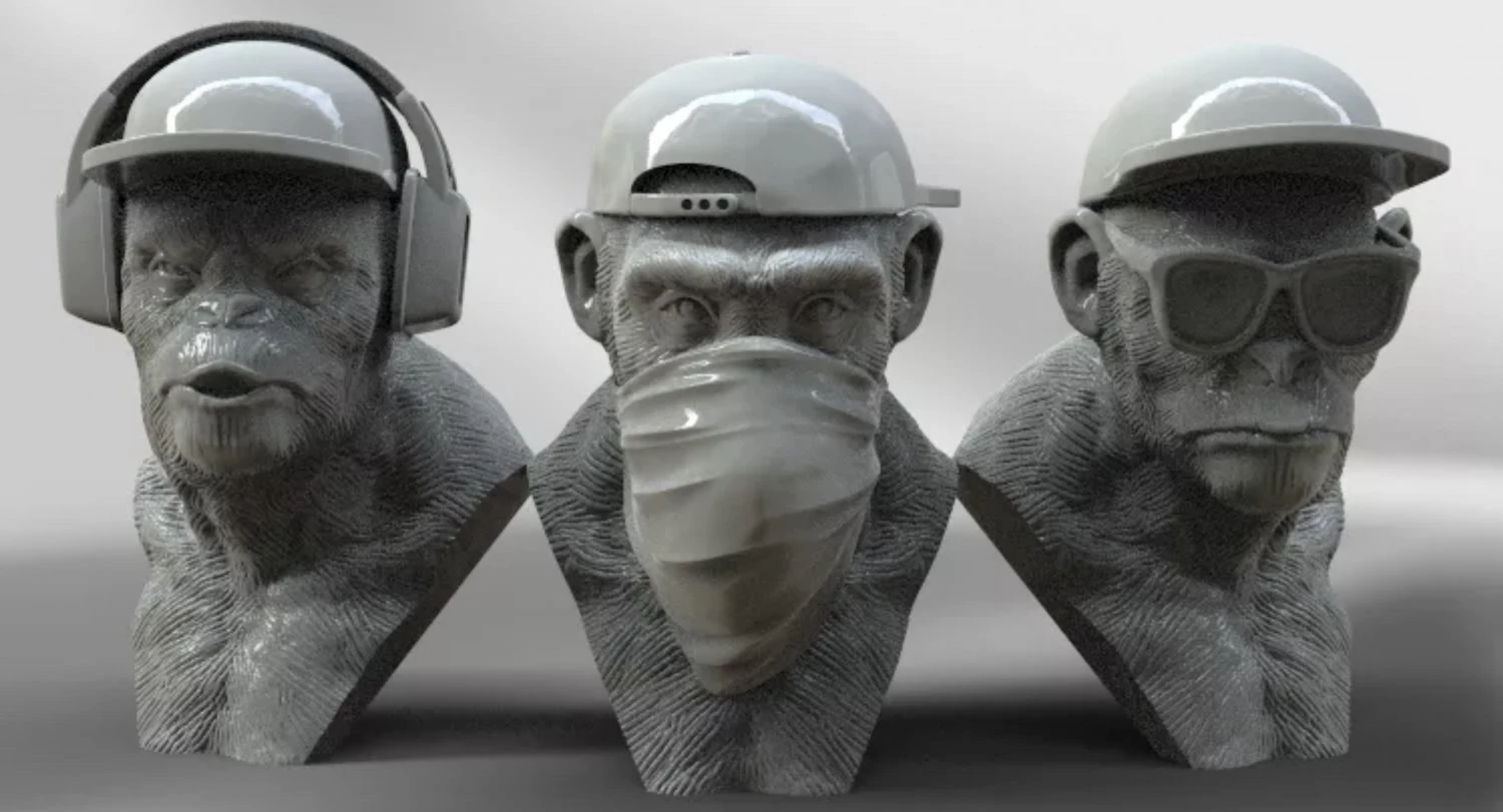 3 wise monkeys 3D Print Model .c4d .max .obj .3ds .fbx .stl .blend 
