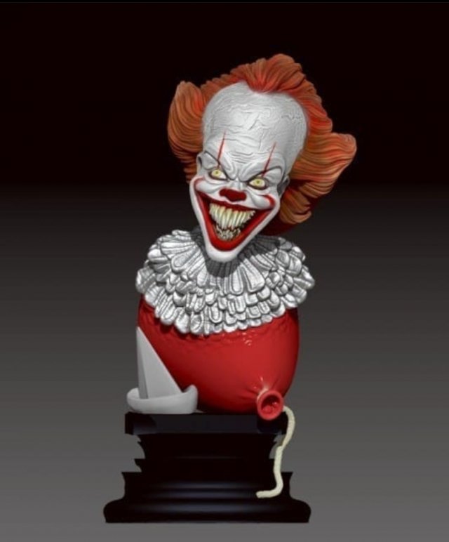Pennywise-bust 3Dプリントモデル .c4d .max .obj .3ds .fbx .stl .blend 