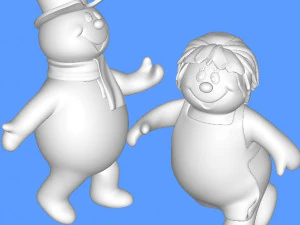Frosty and Crystal Snowman 3D Model