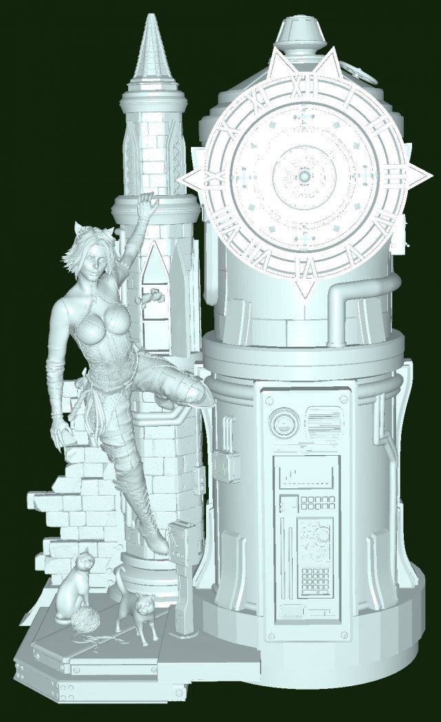 Genesis Collectibles - Steampunk Catwoman Model 3D .c4d .max .obj .3ds .fbx .stl .blend 