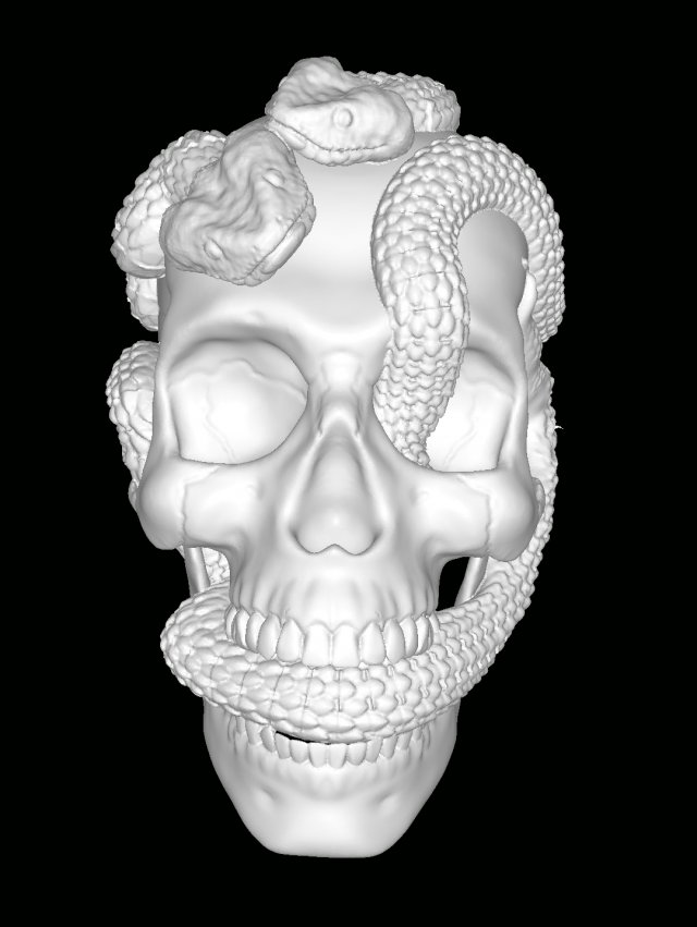 Skull with Snakes Model do druku 3D .c4d .max .obj .3ds .fbx .stl .blend 