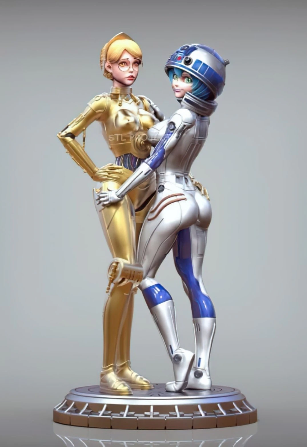 Sexy C3PO R2D2 3D Print Model .c4d .max .obj .3ds .fbx .stl .blend 