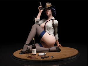 Noir Sitting Pose 3D Baskı Modeli