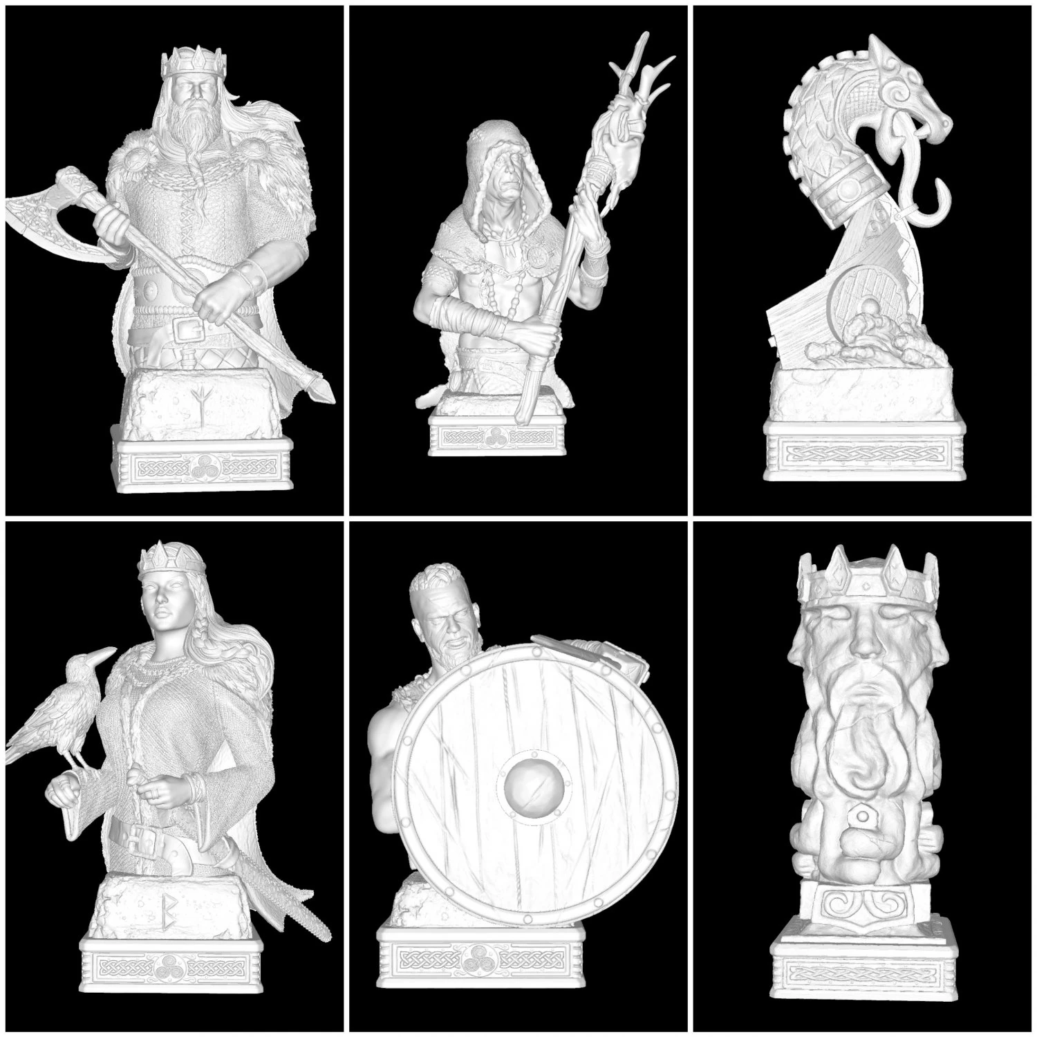 VikingChessSet 3D Print Model .c4d .max .obj .3ds .fbx .stl .blend