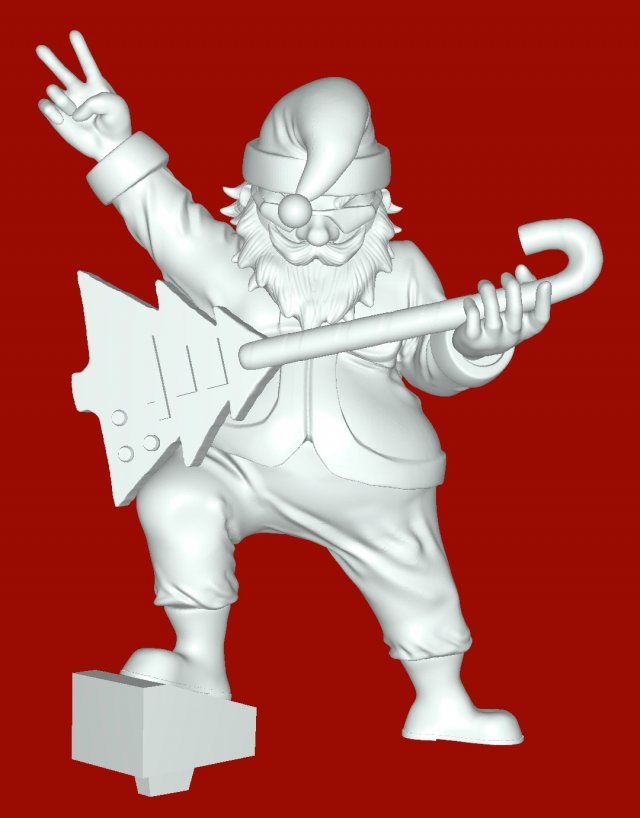 Santa with a guitar 3D 打印模型 .c4d .max .obj .3ds .fbx .stl .blend 