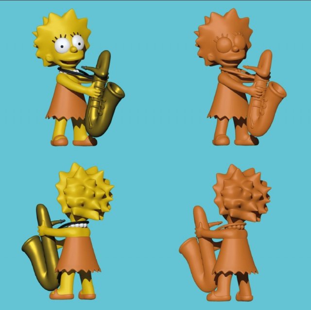 Lisa Simpson 3D Baskı Modeli .c4d .max .obj .3ds .fbx .stl .blend 