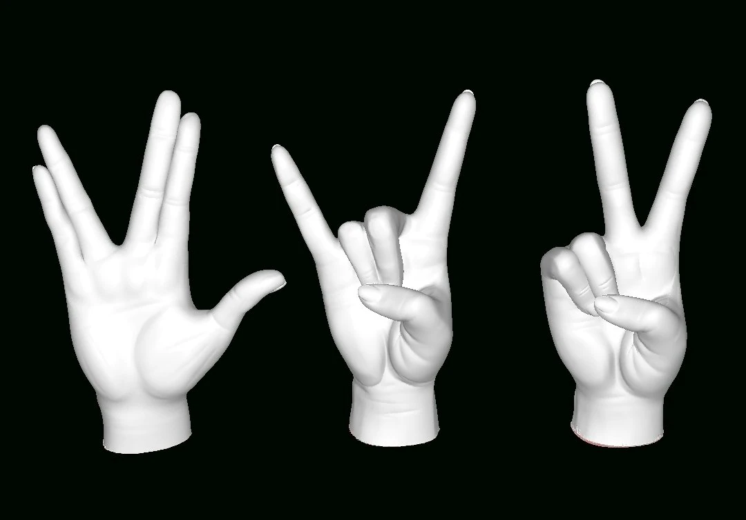 Hands-in-three-poses 3D Print Model .c4d .max .obj .3ds .fbx .stl .blend 