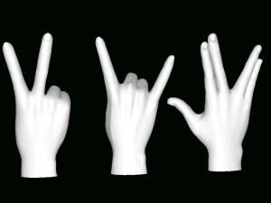 Hands-in-three-poses 3D-printmodel