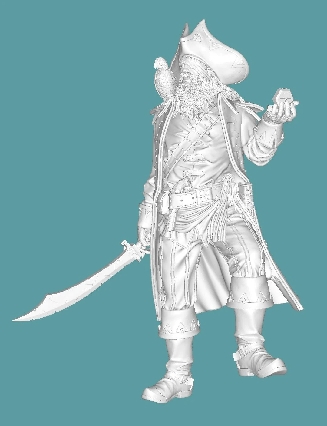 Pirate 3D Print Model .c4d .max .obj .3ds .fbx .stl .blend